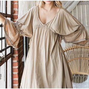 Oli&Hali Mineral Wash Sage Green Boho Knee Length Dress Size M/L